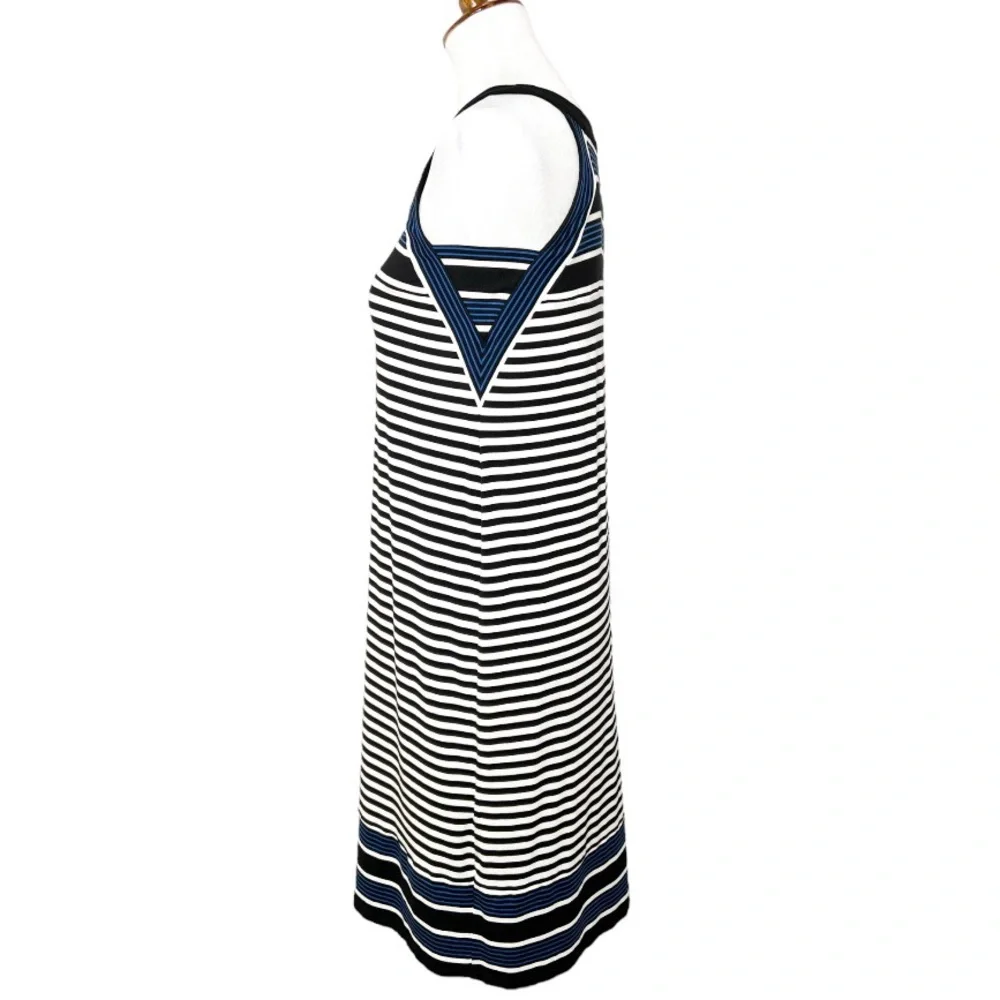 J. Jill Striped Black Blue White Sleeveless Tank Sundress Tee Knit Dress XS - Picture 5 of 9